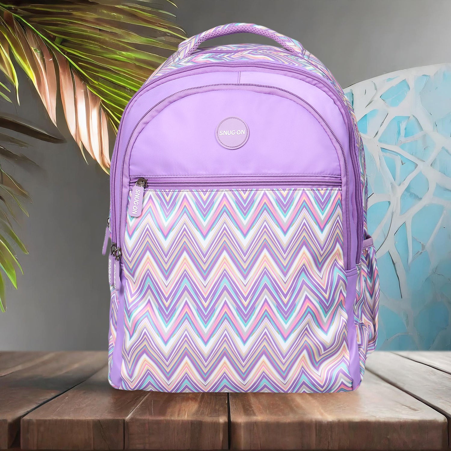 Novex Snug-On Zig-Zagar Printed Unisex Kids School Bag with Stationary Pouch