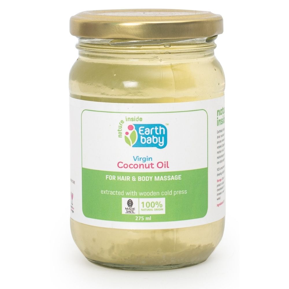 EarthBaby 100% Certified Natural Virgin Coconut Oil, Wood Cold Pressed- 275ml