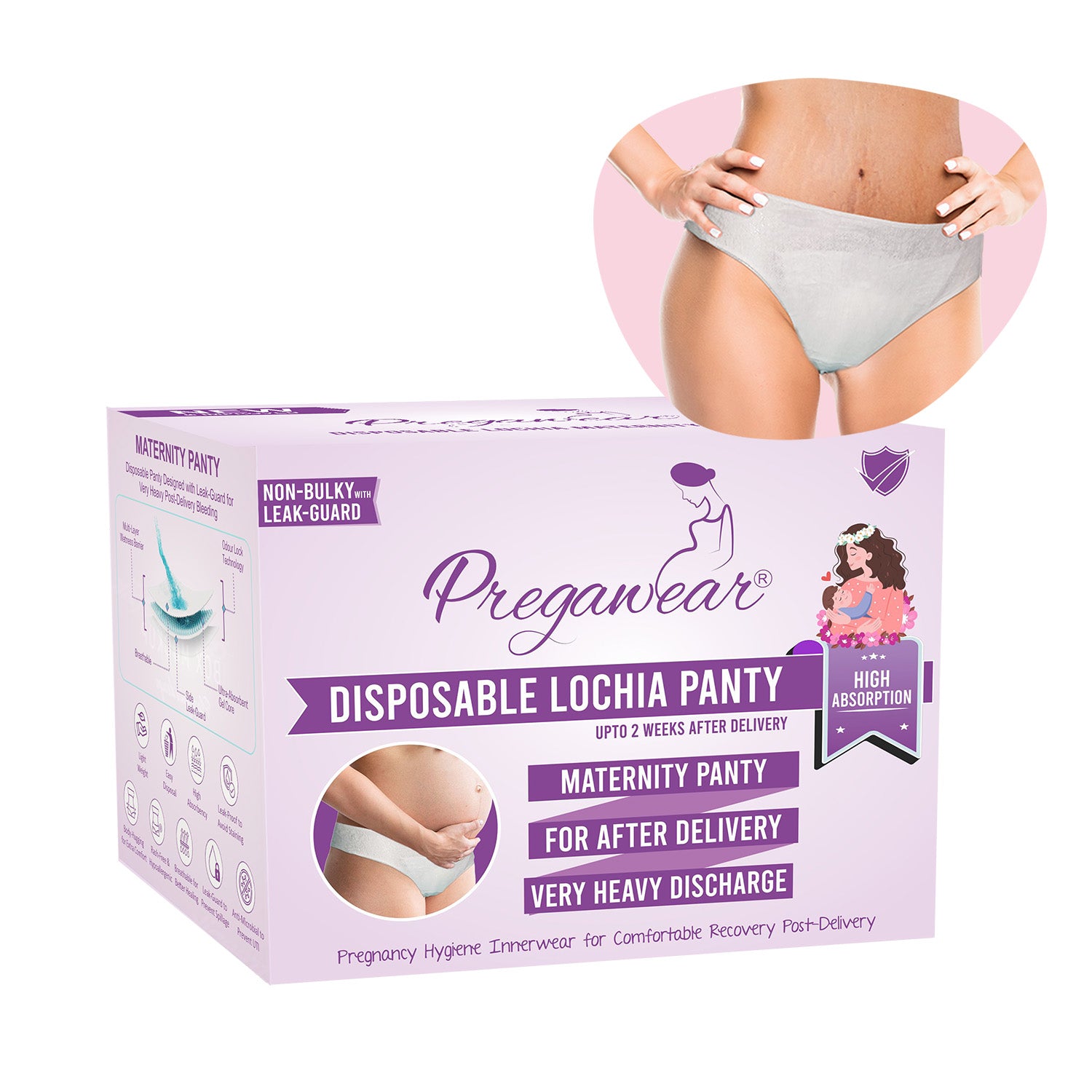 Pregawear Lochia Maternity Panties Disposable Pregnancy Postpartum Absorption Kit