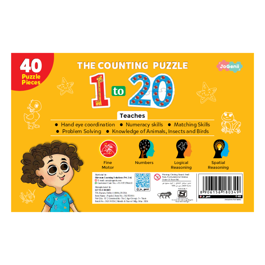 JoGenii 1-20 Counting Puzzle- Animal Edition