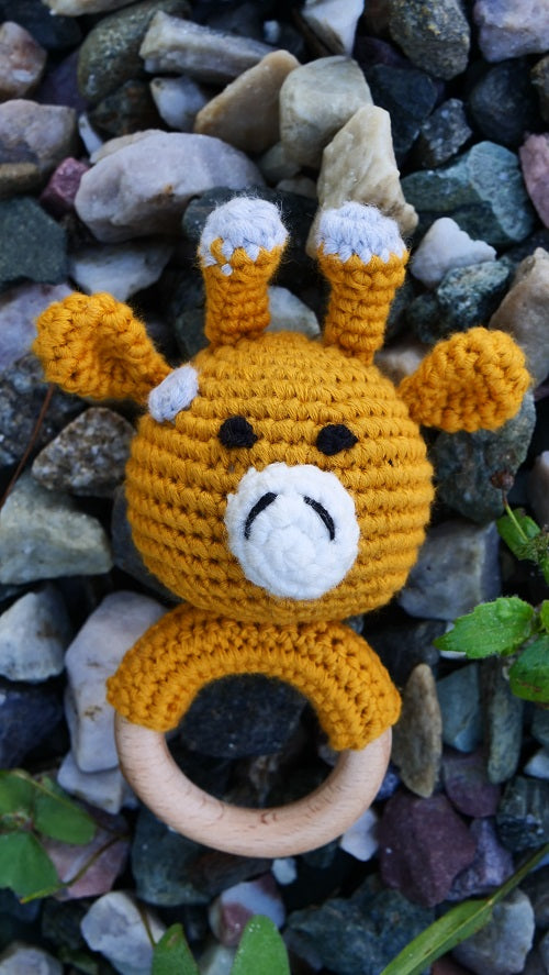 Himalayan Blooms Crochet Wooden Ring Giraffe Toy