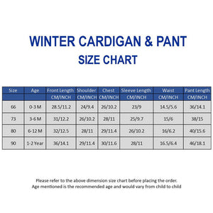 2 Pcs Beige 3d Flower Winter Cardigan with Flare Pants co ord set and Matching Cap for Kids - 0 - 3 Months Winter Wear