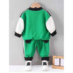 2 pcs Green Varsity Style Jacket with matching Tracks for Kids. - 3 - 4 Years Kids Clothing