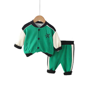2 pcs Green Varsity Style Jacket with matching Tracks for Kids. - 3 - 4 Years Kids Clothing