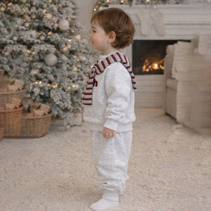 2 Pcs Grey Sweatshirt & Pants styled up with Muffler for Kids - 1 - 2 Years Kids Clothing