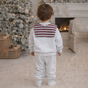 2 Pcs Grey Sweatshirt & Pants styled up with Muffler for Kids - 1 - 2 Years Kids Clothing