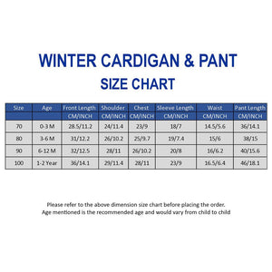 2 Pcs Grey with Red - Navy Stripes Sleeves Winter Cardigan & Pant for Infants - 0 - 3 Months Winter Wear