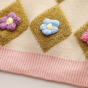 2 pcs Occur Diamond Floral Cardigan and Skirt Winter wear set - Little Surprise Box2 pcs Occur Diamond Floral Cardigan and Skirt Winter wear set