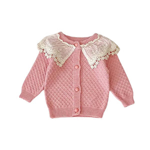 2 Pcs Peach Sailor Neck Sweater Top & Flare Pant, Winterwear co - ord set for Girls - 3 - 6 Months Winter Wear
