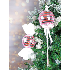 2 pcs Pink Shiny Disco themed Big Size candy shaped Christmas Tree Ornaments - XMAS TREE ORNAMENTS