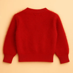2 Pcs Red 3Flower Sweater Top & Flare Pant, Winterwear set for Girls - 2 - 3 Years Winter Wear