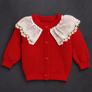 2 Pcs Red Sailor Neck Sweater Top & Flare Pant, Winterwear set for Girls - 3 - 6 Months Winter Wear