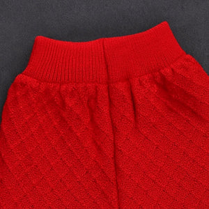 2 Pcs Red Sailor Neck Sweater Top & Flare Pant, Winterwear set for Girls - 3 - 6 Months Winter Wear