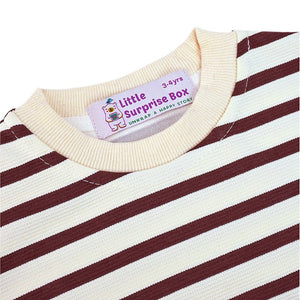 2 Pcs Set Brown Striped 3D Fluffy Dino Tummy Sweat Shirt And Pants Set For Toddler And Kids Winter And All Season Wear - 2 - 3 Years Kids Clothing