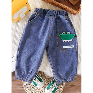 2 Pcs Set Dino Adventure Sweat Shirt And Denims Set For Toddler And Kids Winter And All Season Wear - 2 - 3 Years Kids Clothing