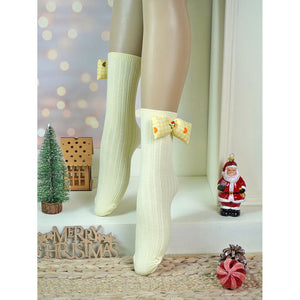 2 pcs set of Blue & Yellow, Mini Hearts 3d Bow Socks for Kids (2 Pairs sets) - 