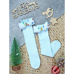 2 pcs set of Blue & Yellow, Mini Hearts 3d Bow Socks for Kids (2 Pairs sets) - 