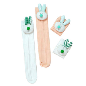 2 pcs set of Cream & Peach, 3d Rabbit Face Socks for Kids (2 Pairs sets) - 