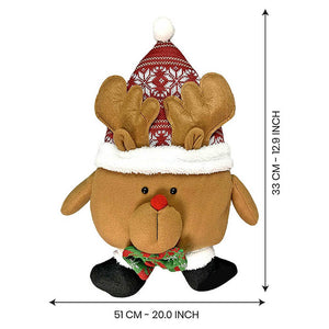 2 pcs set of Reindeer Pillow and Large Size Gift sack for Christmas Décor - Christmas