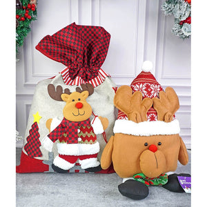 2 pcs set of Reindeer Pillow and Large Size Gift sack for Christmas Décor - Christmas
