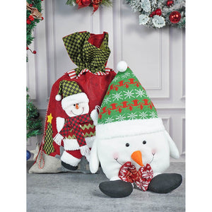 2 pcs set of Snowman Pillow and Large Size Gift sack for Christmas Décor - Christmas