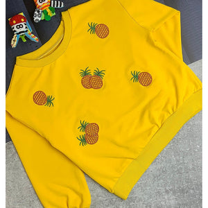 2 pcs Yellow Pineapple Sweatshirt, Skirt Winterwear set for Girls - Little Surprise Box2 pcs Yellow Pineapple Sweatshirt, Skirt Winterwear set for Girls