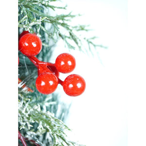 20 inches Big Red & Black Checkered Bow Bushy Christmas wreath filled with berries and fillers for christmas Décor - Christmas