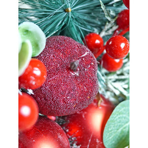 20 inches Big Red & Black Checkered Bow Bushy Christmas wreath filled with berries and fillers for christmas Décor - Christmas