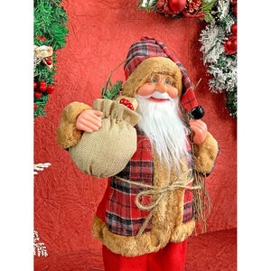 20 inches Premium Plaided Tall self standing Santa with Sticks Christmas Décor - 20 inch Christmas