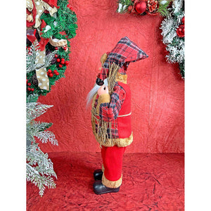 20 inches Premium Plaided Tall self standing Santa with Sticks Christmas Décor - 20 inch Christmas