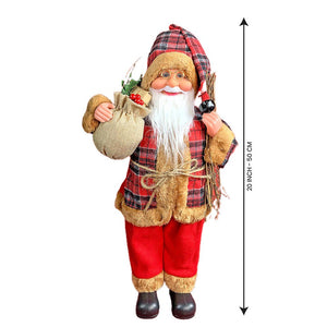 20 inches Premium Plaided Tall self standing Santa with Sticks Christmas Décor - 20 inch Christmas