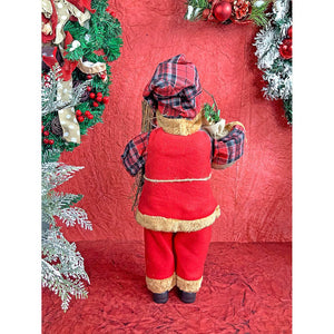 20 inches Premium Plaided Tall self standing Santa with Sticks Christmas Décor - 20 inch Christmas