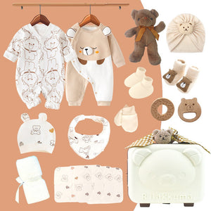 20 pcs Brown Reindeer Birthday Gift Hamper set for Baby with travelling Suitcase - Baby Gifting