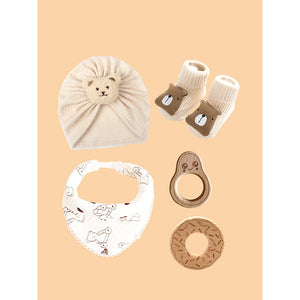 20 pcs Chubby Cream Teddy Face Birthday Gift Hamper set for Baby with travelling suitcase - Baby Gifting