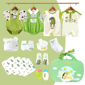 20 pcs Green Dream Big Baby Birthday Gift Hamper set for Baby with travelling suitcase - Baby Gifting