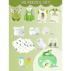 20 pcs Green Dream Big Baby Birthday Gift Hamper set for Baby with travelling suitcase - Baby Gifting