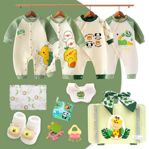 20 pcs Green Tall Giraffe Birthday Gift Hamper set for Baby with travelling Suitcase, Winterwear - Baby Gifting