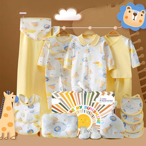 20 pcs Yellow Animal Kingdom Newborn Baby Girl/ Boy Gift Box , all season wear Hamper, (0 - 12 months) - Baby Gifting