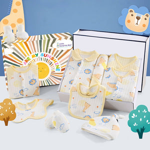 20 pcs Yellow Animal Kingdom Newborn Baby Girl/ Boy Gift Box , all season wear Hamper, (0 - 12 months) - Baby Gifting