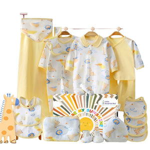 20 pcs Yellow Animal Kingdom Newborn Baby Girl/ Boy Gift Box , all season wear Hamper, (0 - 12 months) - Baby Gifting