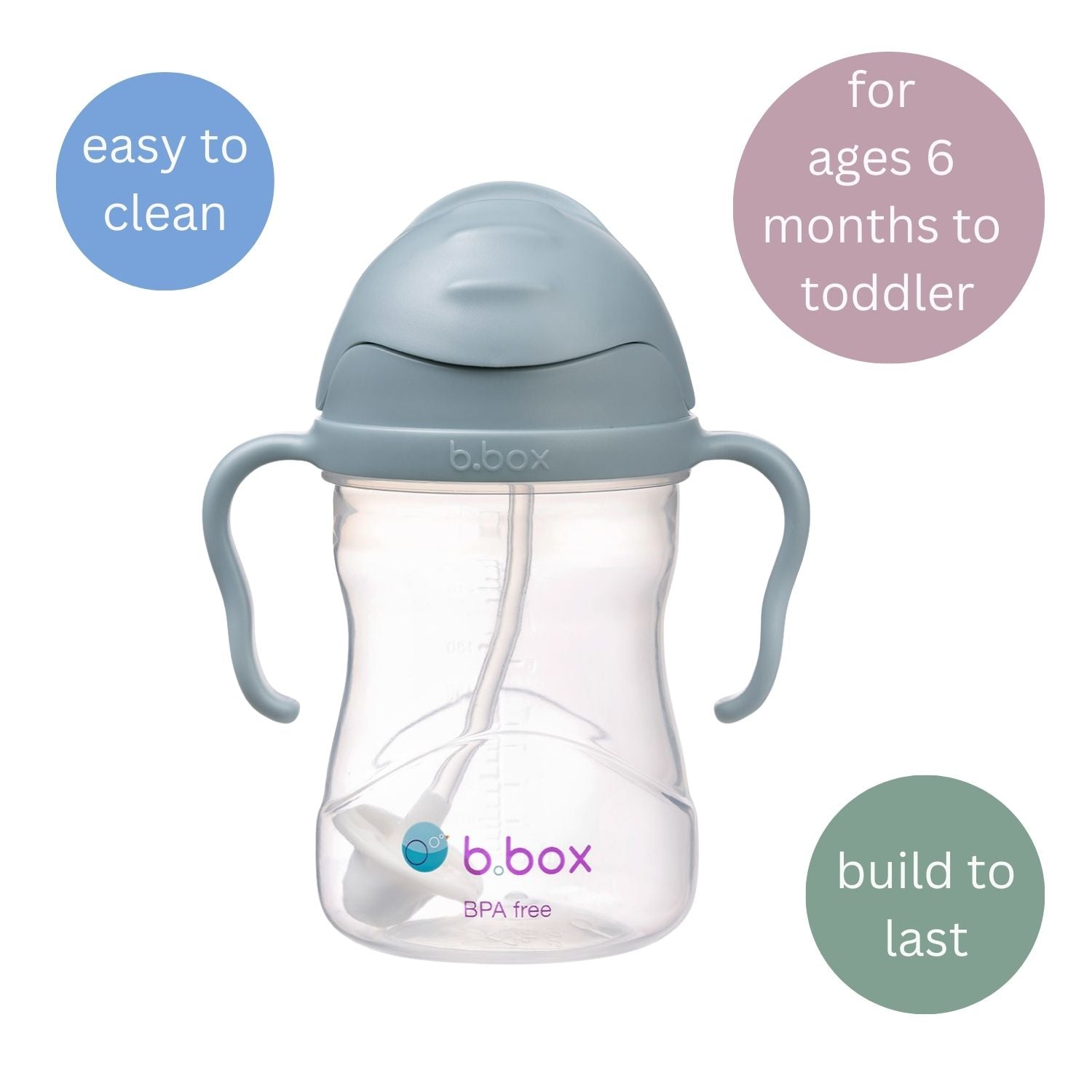 b.box Weighted Straw Sippy Cup 240ml Ocean Blue