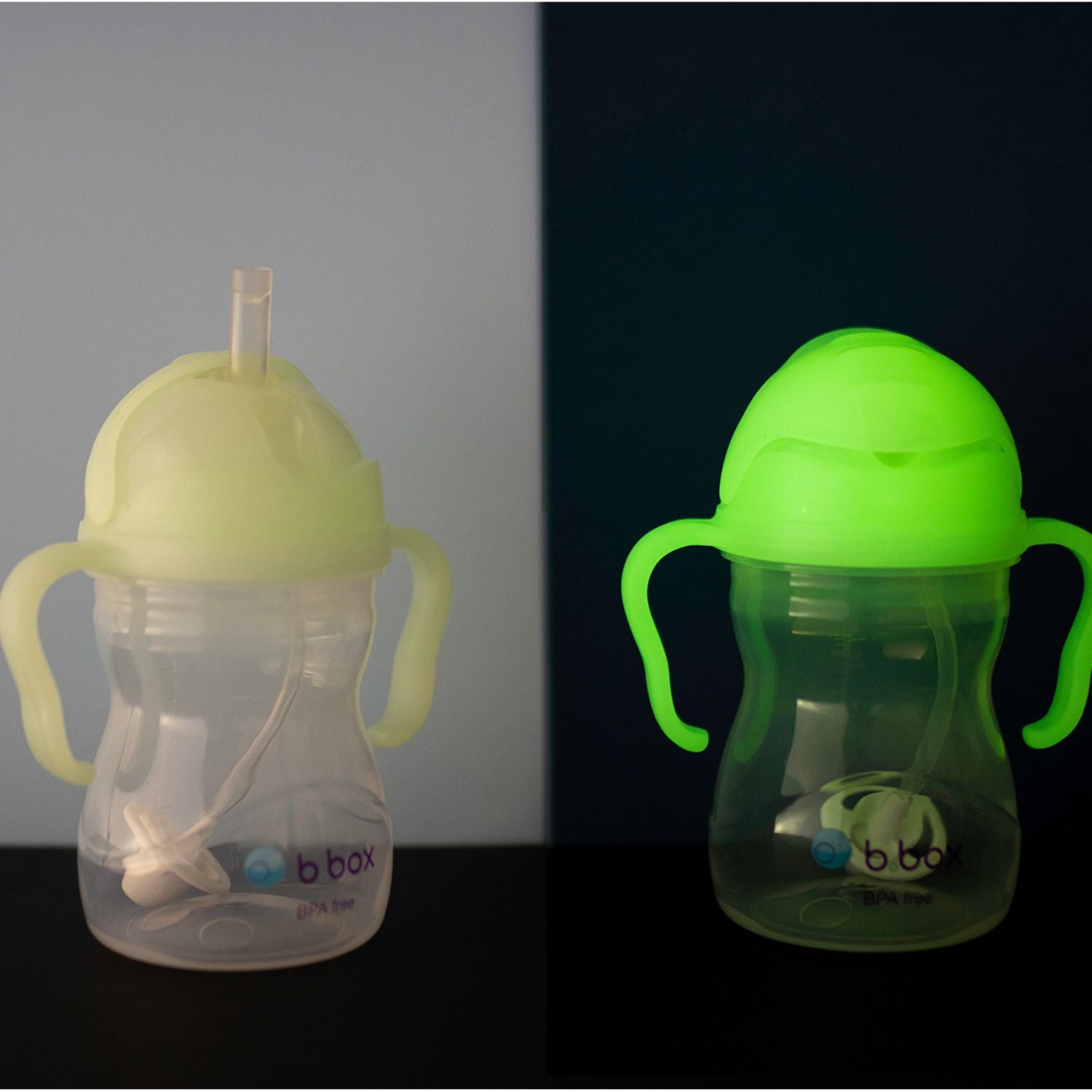 b.box Weighted Straw Sippy cup - Glow in the dark