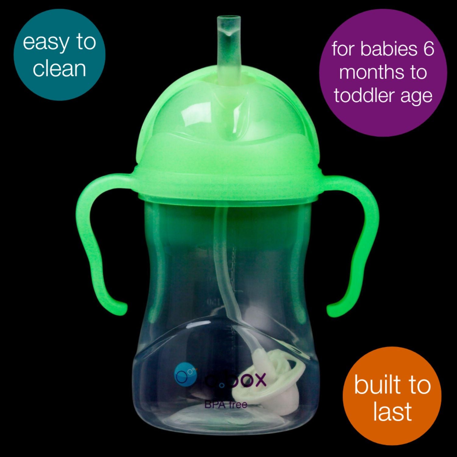 b.box Weighted Straw Sippy cup - Glow in the dark