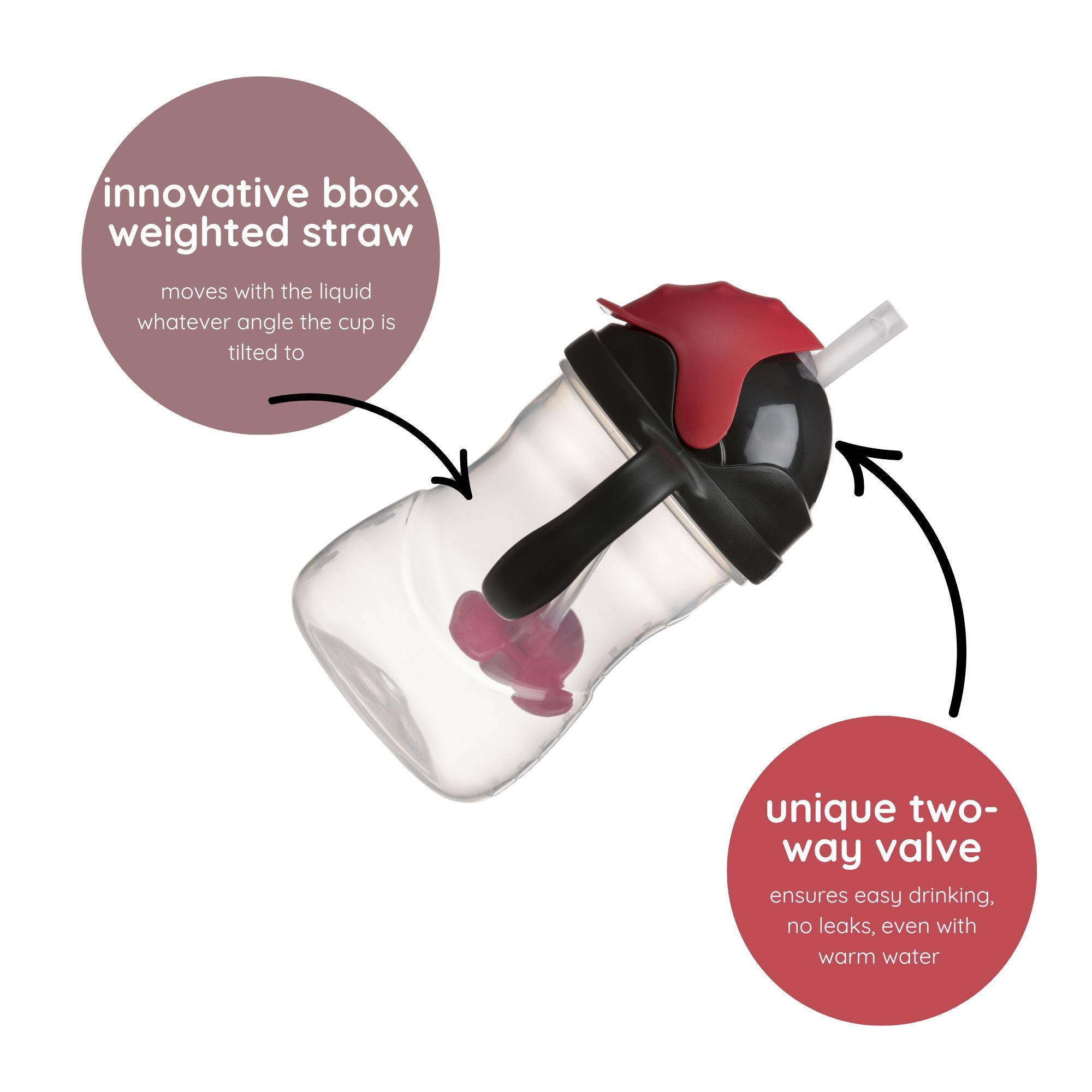 b.box Mickey Mouse Disney Sippy Cup – Leak-Proof, Weighted Straw 240ml - Multicolor