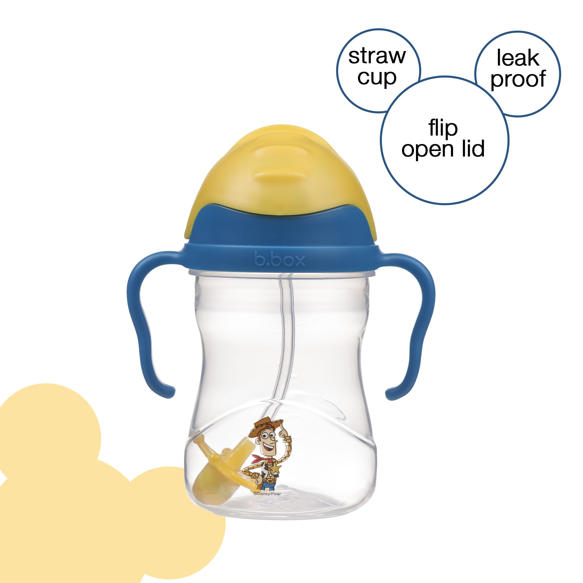 b.box Woody Disney Sippy Cup – Leak-Proof, Weighted Straw 240ml - Multicolor
