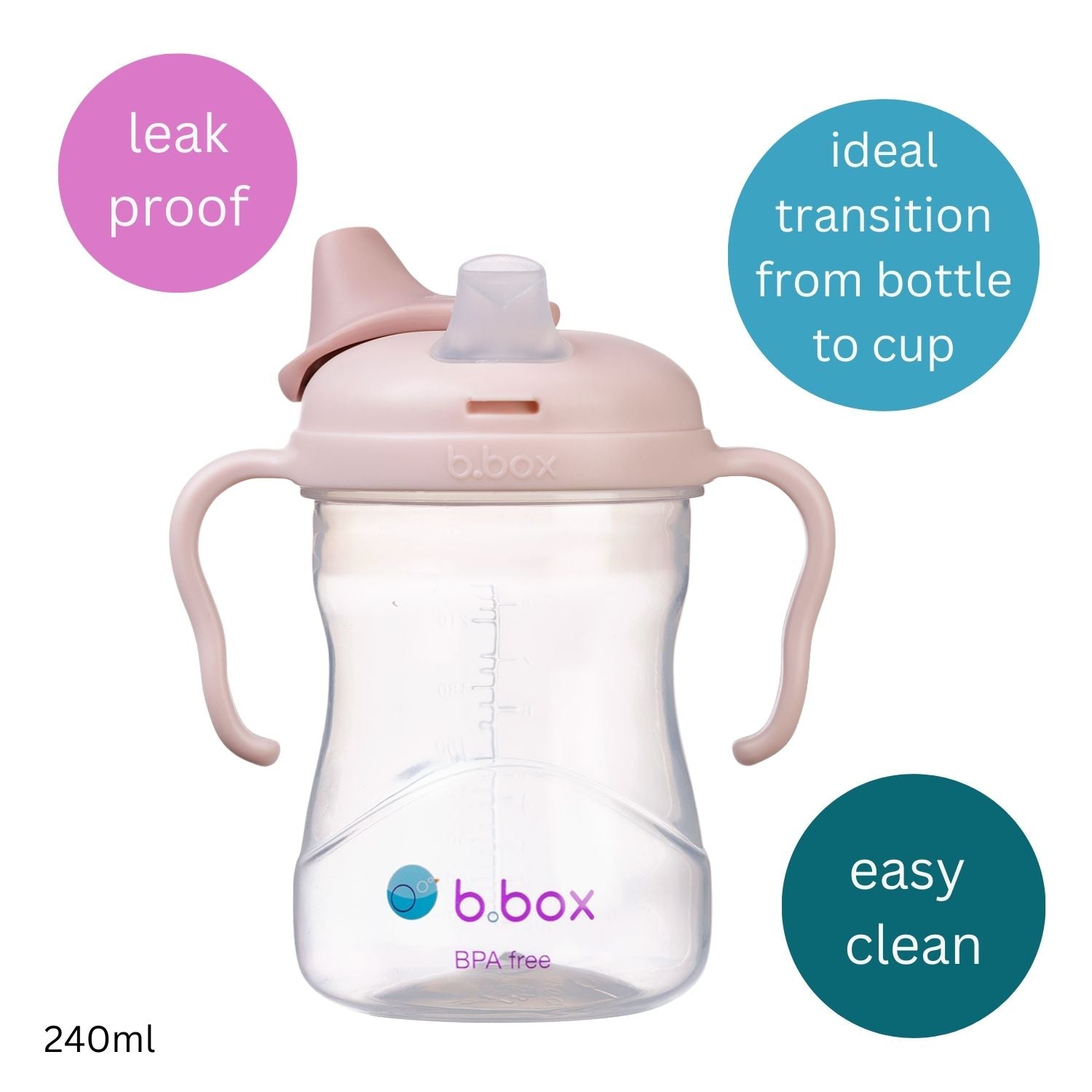 b.box Soft Spout Cup 240ml Blush Light Pink