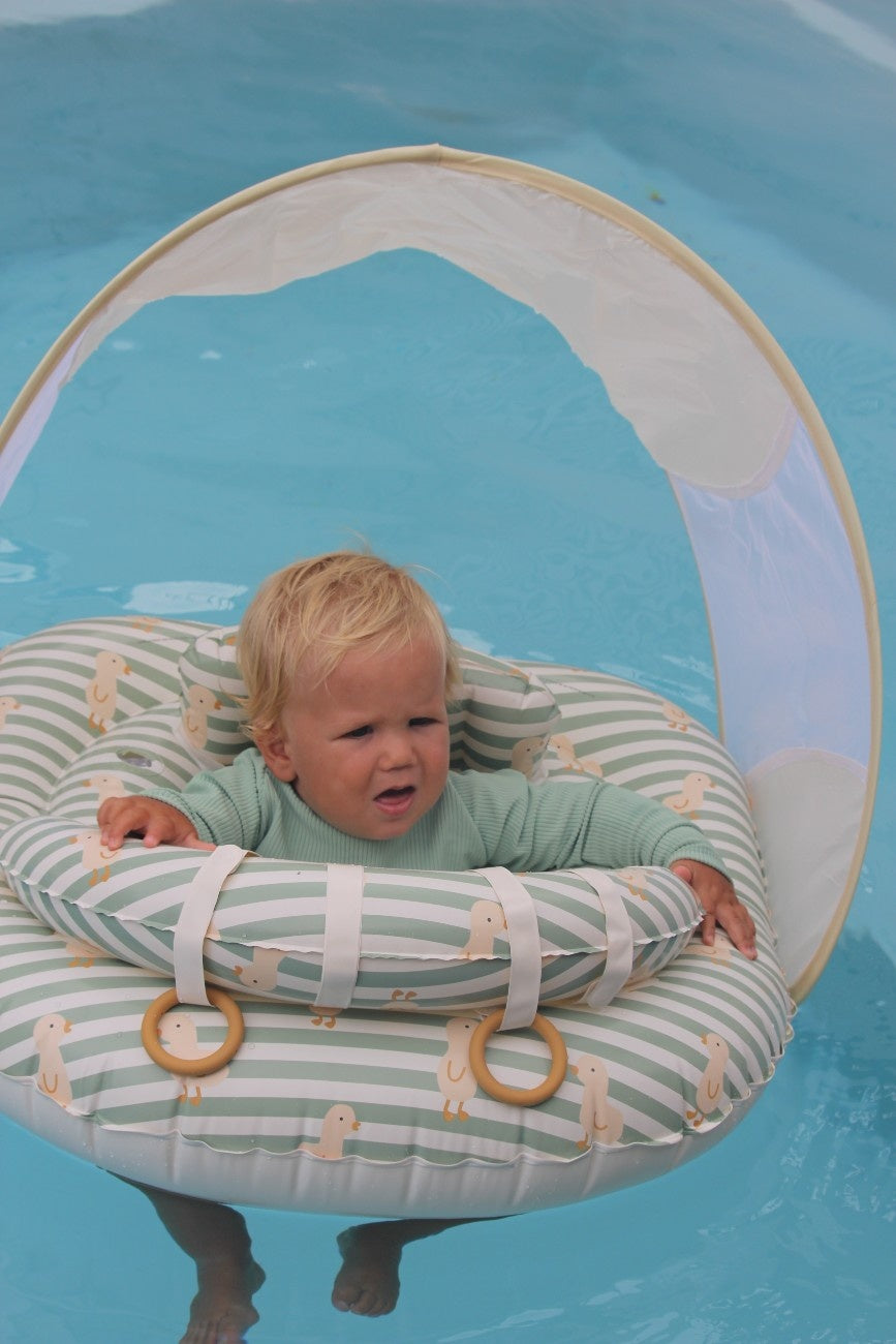 SUNNYLIFE Interactive Baby Float Duck Sage Stripe