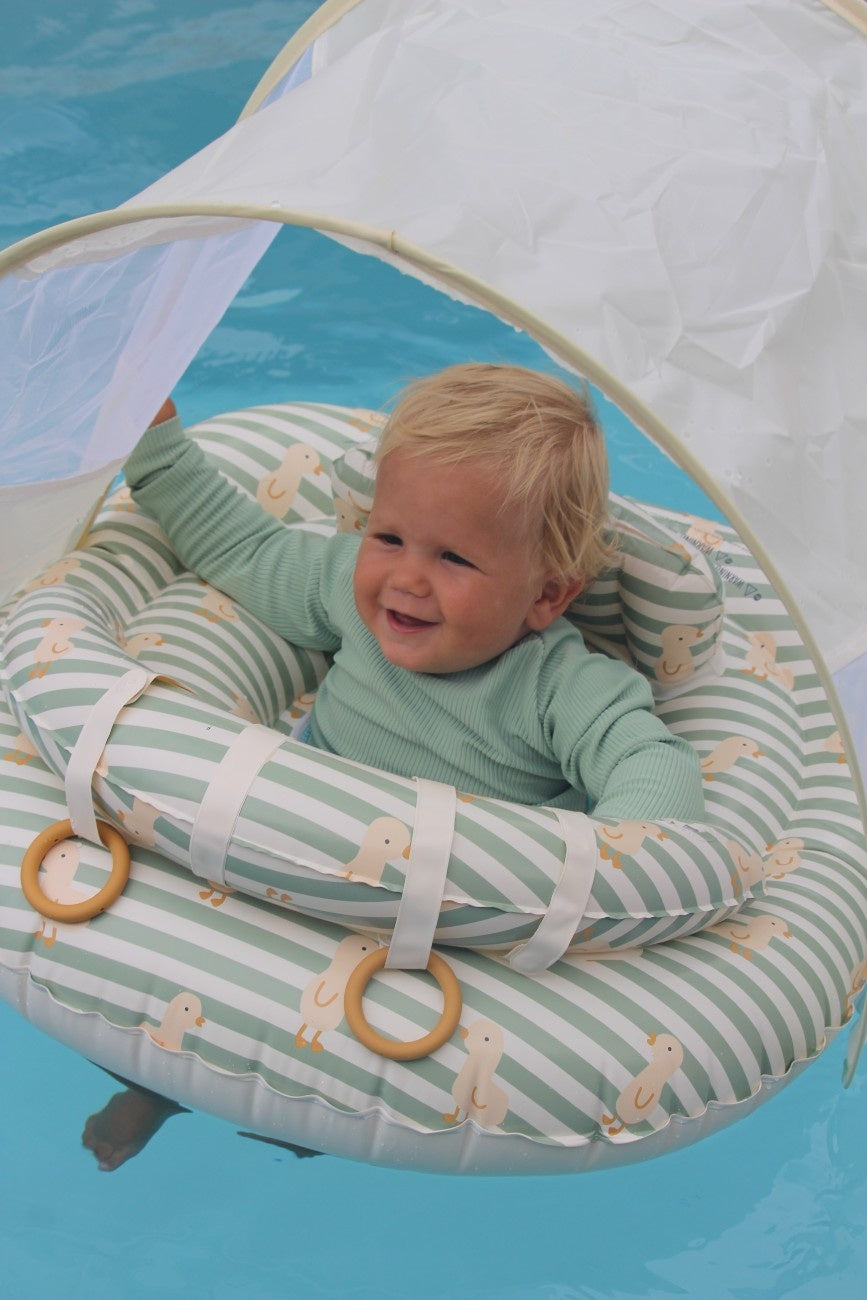 SUNNYLIFE Interactive Baby Float Duck Sage Stripe