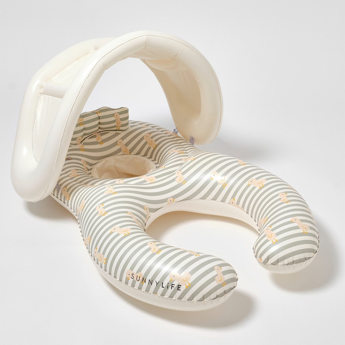 SUNNYLIFE Float Together Baby Seat Duck Sage Stripe