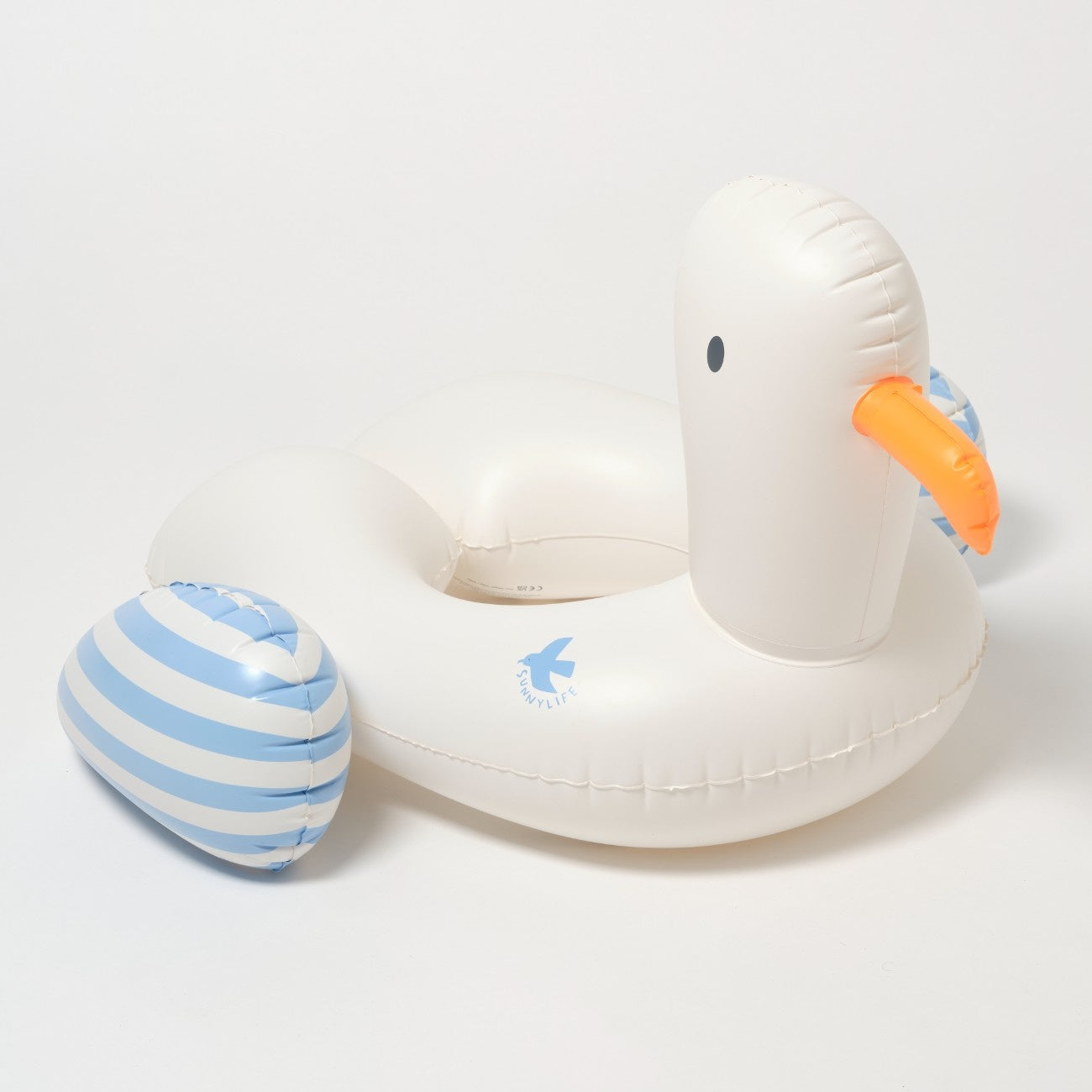 SUNNYLIFE Kids Tube Pool Ring Sid the Seagull Blue Stripe